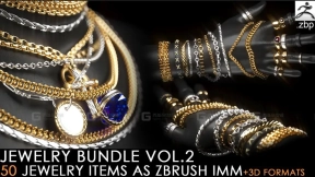 宝石珠宝首饰戒指项链笔刷+模型 jewelry imm brush vol.2 + 3d print format (chain, ring, pendant)