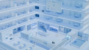 蓝白色医院小场景效果图 Blue White Hospital Small Scene Render