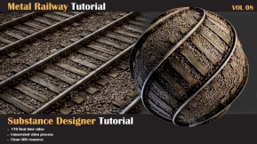 SD（Substance Designer）次世代PBR卡通风格化铁路火车铁轨轨道SBS纹理材质