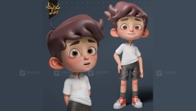 具有可爱特征的风格化三维男孩-Stylized 3d Boy With Cute Features