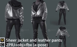 绒面夹克外套皮裤裤子模型 heer jacket and leather pants