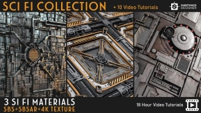 3种科幻太空间站面板材质球贴图+教程 3 sci fi Materials + Tutorials