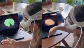 Apple Vision Pro浏览器中运行凝胶与沙子模拟