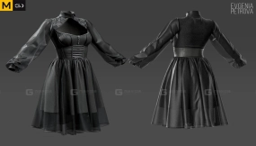 暗黑蕾丝深色连衣裙