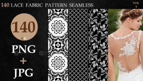 140款蕾丝花边面料花纹Alpha贴图4K无缝黑白 140 LACE FABRIC PATTERN SEAMLESS-vol 5