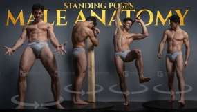 男性解剖结构 - 站立转身姿势 - 照片参考包 - 851张JPEG图片 Male Anatomy- Standing Turnaround Poses- Photo Reference Pack-851 JPEGs