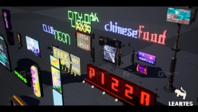 【UE】赛博朋克广告牌 标志套装 35件独特作品（赛博朋克广告牌）  Cyberpunk Billboards   Signs Set   35 Unique Pieces ( Cyberpunk Billboards )
