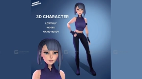 赛博朋克动漫风格少女  Stylized Cyberpuk Anime Girl