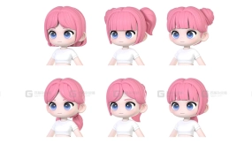 Q版卡通女孩头发发型模型 Chloe Modular Hair