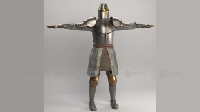圣殿骑士角色 中世纪盔甲 已绑定  Templar Knight Character Medieval Armour Rigged