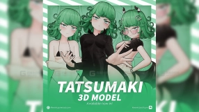 卡通可爱少女角色模型 Tatsumaki Model (T Pose + Outfit Variations)