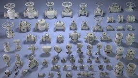 70+工业管道阀门开关三通组合部件4 Industrial Kitbash 4 - 70 pieces