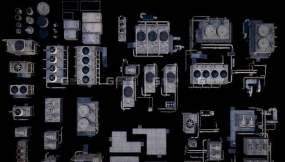 【模型】楼顶通风管道空调系统3D模型 M3D Hvac Systems