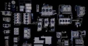 【模型】楼顶通风管道空调系统3D模型 M3D Hvac Systems