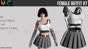 MD女性无袖上衣短裙套装ZPRJ打版源文件OBJ格式3D模型
