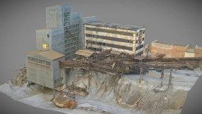 蓝色工厂建筑 Blue Factory Building