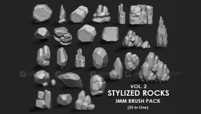 卡通风格化岩石笔刷 Stylized Rock IMM Brushes 25 in one Vol. 2
