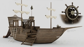 卡通海盗船模型  ship playground for kids