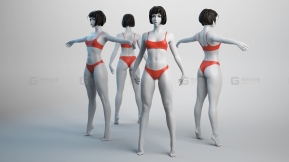 1套动画女性人体基础模型附带贴图