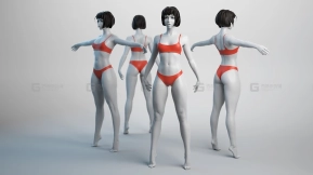 1套动画女性人体基础模型附带贴图