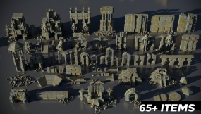 古神神庙遗迹资源包 Ancient Temple - Ruins of the temple - Kitbash Asset Pack