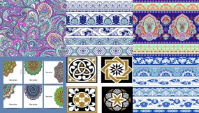 少数民族部落风格波西米亚纹理无缝背景矢量素材