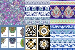 少数民族部落风格波西米亚纹理无缝背景矢量素材