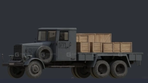 德国平板卡车 - German Truck Flatbed 3D model-46