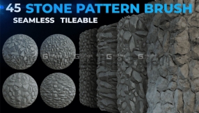 石头纹理贴图素材 ArtStation – 45 Stone Pattern Brush