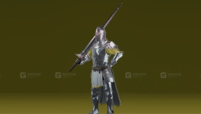 持矛骑士-低多边形-Knight With Spear- Lowpoly