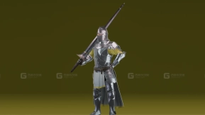 持矛骑士-低多边形-Knight With Spear- Lowpoly