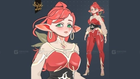 灰烬林动漫精灵女孩角色  Emberlin Anime Elf Girl Character