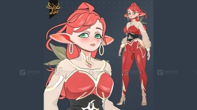 灰烬林动漫精灵女孩角色  Emberlin Anime Elf Girl Character