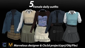 5+女性长袖衬衫短裙马甲服装