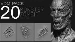 僵尸丧尸怪兽腐烂疤痕伤疤伤痕皮肤笔刷 Zbrush - ZombieMonster VDM PACK