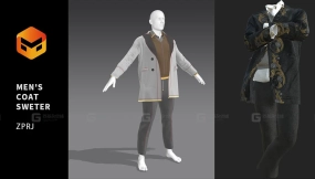 男式大衣毛裤子 men's coat ，sweater Marvelous Designer, project files