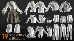 19件女士衣服短裙衬衫裤子长裤短裤内衣泳衣 19 Basic Women's Clothes Pack - VOL 03