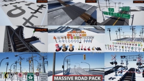 【UE】施工铁路与城市公路套件  Construction Railroad and City Highway Kit