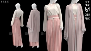 女性古代汉服裙子睡衣模型