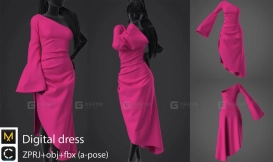 欧美风斜肩晚礼服连衣裙