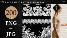 200款蕾丝布料面料花边装饰Alpha贴图4K无缝高度图 200 LACE FABRIC PATTERN SEAMLESS-vol 3