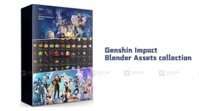 原神Blender资产合集2026更新 750+资产  Genshin Impact Blender Assets Collection 2026 Update 750+ Assets