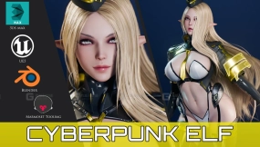 赛博朋克精灵人物角色  Cyberpunk Elf - Game Ready