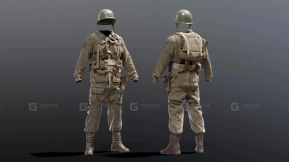 写实二战士兵服装迷彩作战模型 SOLDIER WWII USA 3D model