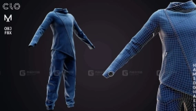 男士运动服卫衣裤子 Sport Outfit Lowpoly With PBR Textures + Highpoly + MDCLO3D Project ( ZPRJ ) File