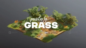 Blender风格化卡通灌木田野草地模型 Painterly Grass Fields & Meadows Pack for Blender EEVEE
