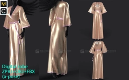 女性欧美金色束腰睡袍