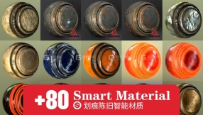 Substance 复古划痕陈旧智能材质预设 ArtStation Marketplace – Vintage Sci-Fi Pack 80+ Smart Materials