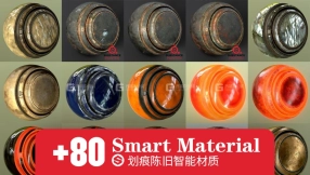 Substance 复古划痕陈旧智能材质预设 ArtStation Marketplace – Vintage Sci-Fi Pack 80+ Smart Materials
