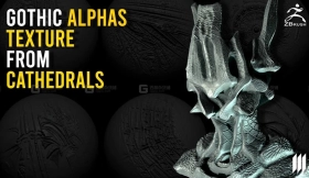 50种哥特式教堂装饰花纹Alphas贴图